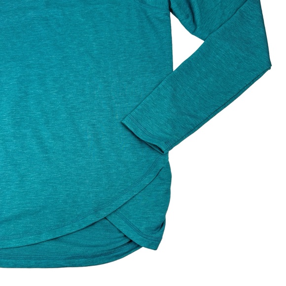 Danskin Crossover Top Large Raglan Sleeve Colonial Blue Tulip Hem Ruched Sides - Picture 7 of 15